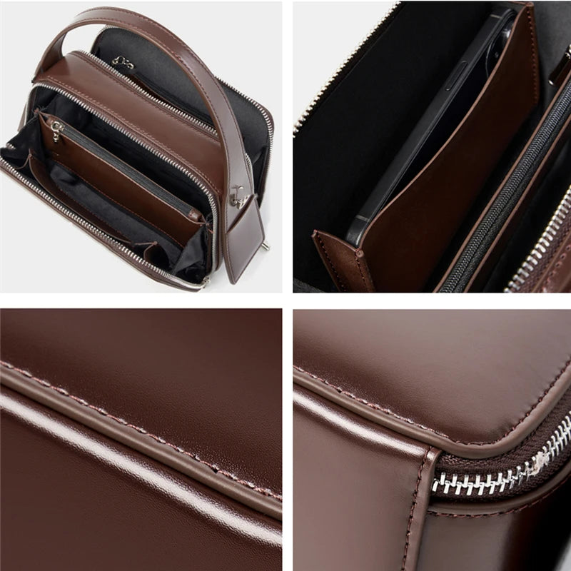 Retro Leather Box Satchel