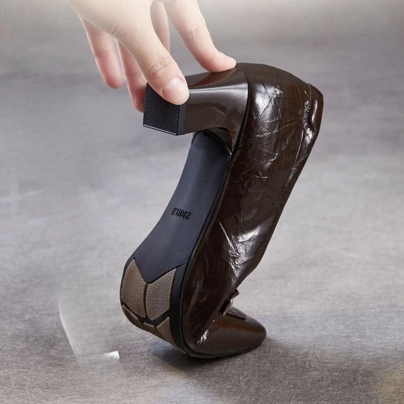 Genuine Leather Comfort Heels