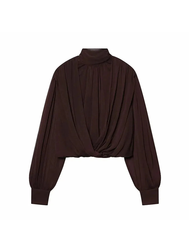 Elegant Chiffon High-Neck Blouse