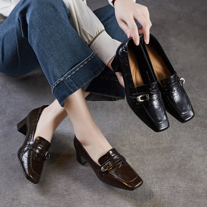 Genuine Leather Comfort Heels